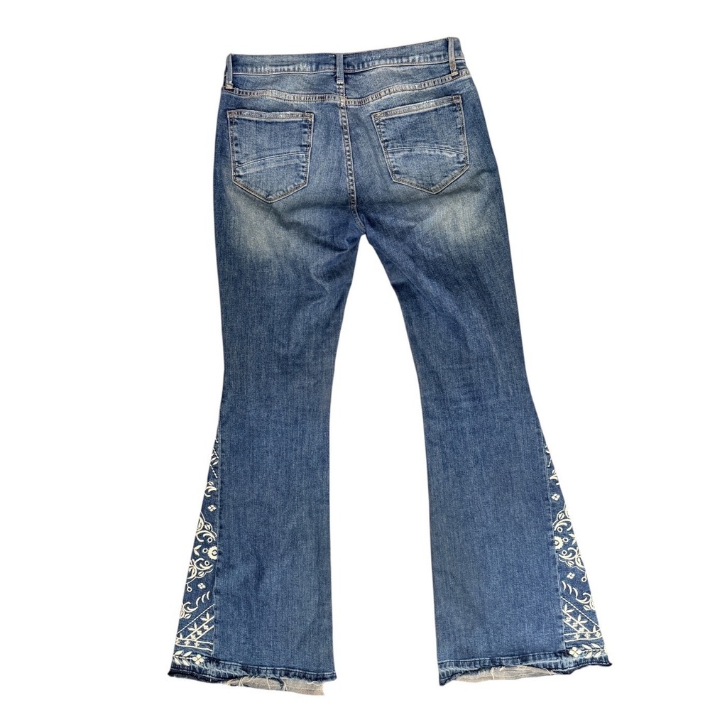 Driftwood Farrah Flare Jeans Embroidered Inset Blue 29x34 - Picture 3 of 5
